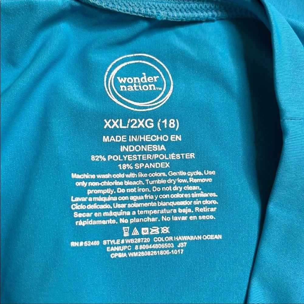 Wonder Nation Boys XXL 18 Blue Rash Guard